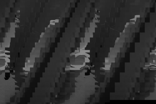 A toilet cubicle with an open door